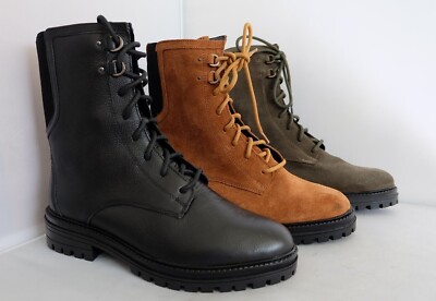 M&S WIDE FIT Suede Leather MILITARY STYLE Ankle Boots with STAIN