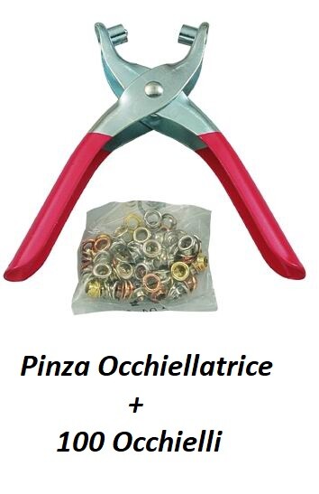 PINZA PER OCCHIELLI + 100 OCCHIOLI FUSTELLATRICE OCCHIELLATRICE PER TELONI TELO