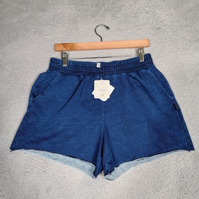 Fabletics Terry Sweatshorts Women's Medium Washed Indigo Blue Beachy Workout NWT