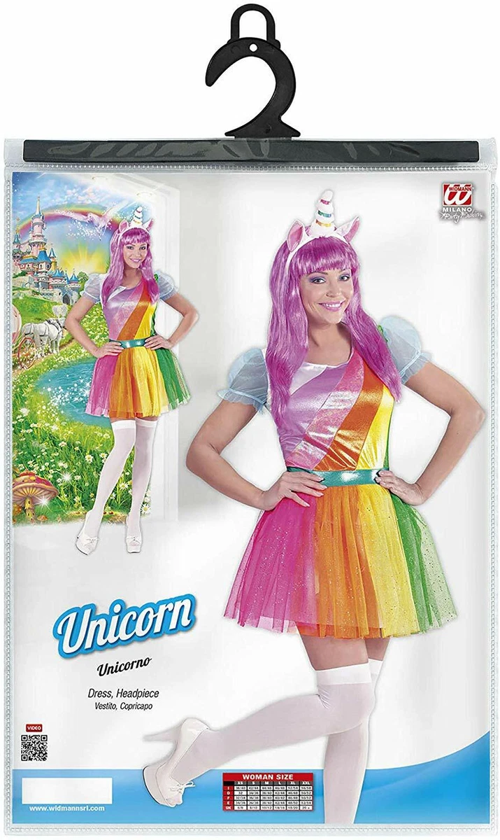 Widmann Costume Carnevale Donna Unicorno Vestito Cerchietto Coriandoli  Omaggio