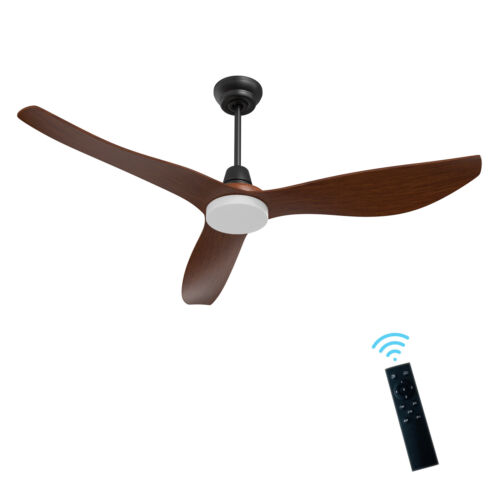 52" Ceiling fan 3 ABS Blades Walnut Hand-Print with Remote & LED Light DC Motor - Picture 6 of 7