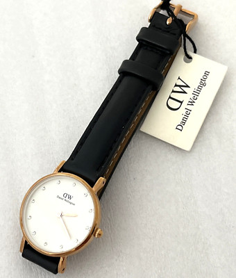 Daniel Wellington Watch Classy Sheffield Small White Round Dial Black Leather