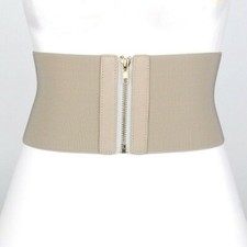 Lady Wide Cummerbund Waist Belt Elastic Corset Zip Up Blouse Stretch Waistband
