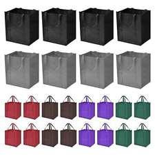 24-Pack Reusable Grocery Bags，Large Washable Foldable Shopping Bags，Heavy Dut...