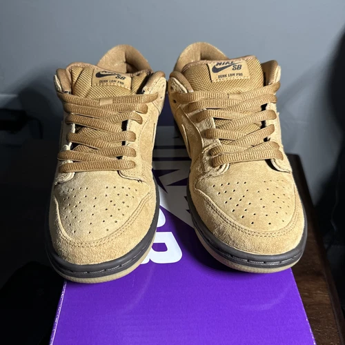 Nike SB Dunk Low Pro Men's Sz 6.5/WMNS 8 Flax/Flax-Flax-Baroque Brown BQ6817 204