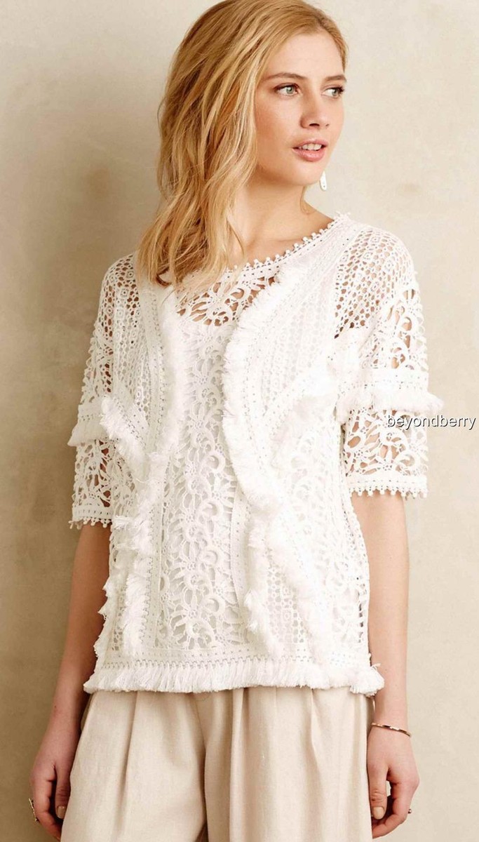NEW Anthropologie Fringed Lace Top by Yoana Baraschi Size S \u0026 L $148 | eBay