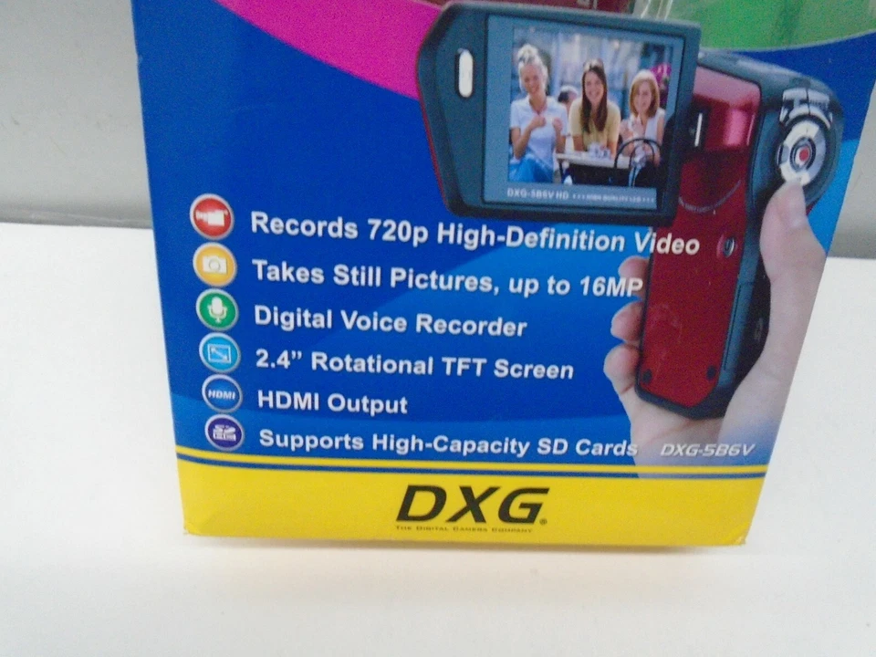 NEW DXG (Radio Shack Brand) 720p High Definition Camcorder DXG-5B6V RED 16mp - Image 2 of 4