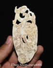 China Old Jade Dragon Loong Beast Phoenix Bird Animal Yubi Yu Bi Amulet Pendant