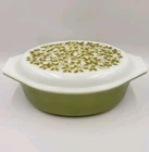 Vintage Pyrex #45 Olive Green 2 1/2 Qt Covered Casserole Baking Dish w/ Lid Set