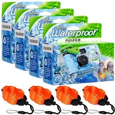 4x Fujifilm QuickSnap 800 Waterproof Disposable 35mm Camera  4x Floating Strap