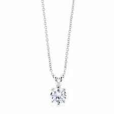 2Ct 925 Sterling Silver Round Cut Solitaire Cubic CZ Pendant Necklace 18”