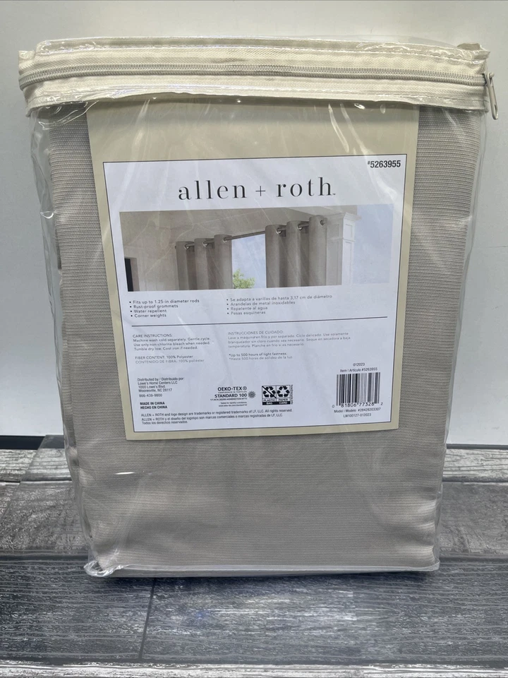Allen + Roth 40"X84" Grommet Top Curtain TAUPE Panel Set (2 Panels) #5263955. - Image 3 of 4