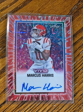 Marcus Harris Auto -2025 Leaf Vivid Red Lazer #/2 BA-MH1 -Tennessee Titans