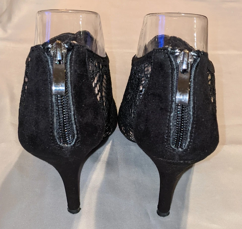 Sexy botines de tacón de aguja elegantes de encaje con punta abierta Cato para mujer talla 11M Foto 4 de 4