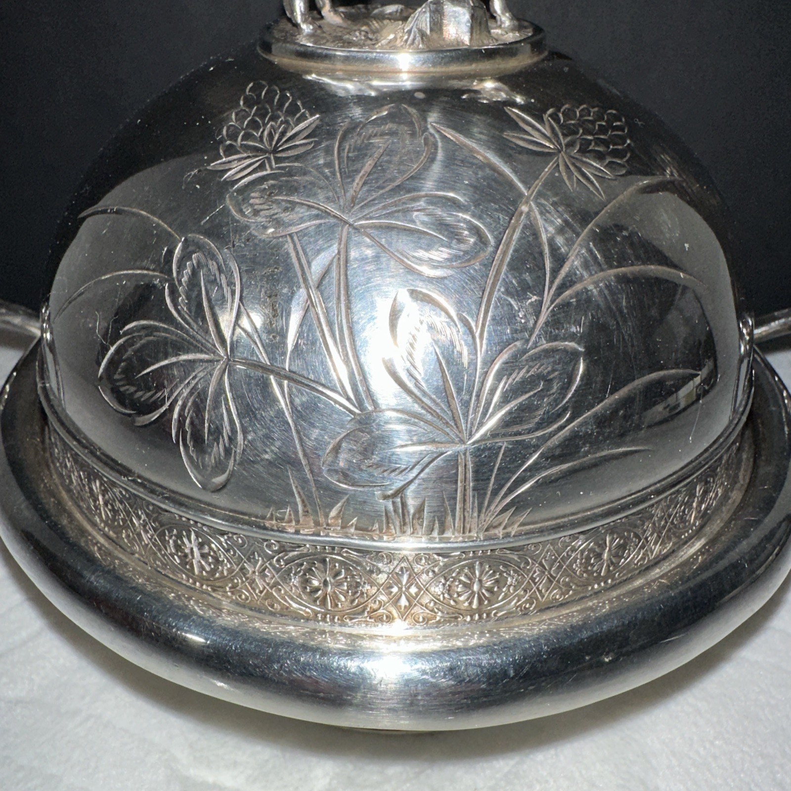 Antique Meriden Britannia Co Silver Plated Butter Dish 2314 Victorian Floral