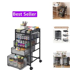 Rolling Utility Cart with 4 Drawers, Craft Organizer and Storage Carts with D...