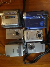 Lot of 6 Digital Cameras As-Is For Parts Camcorder Sony Nikon JVC Kodak Samsung
