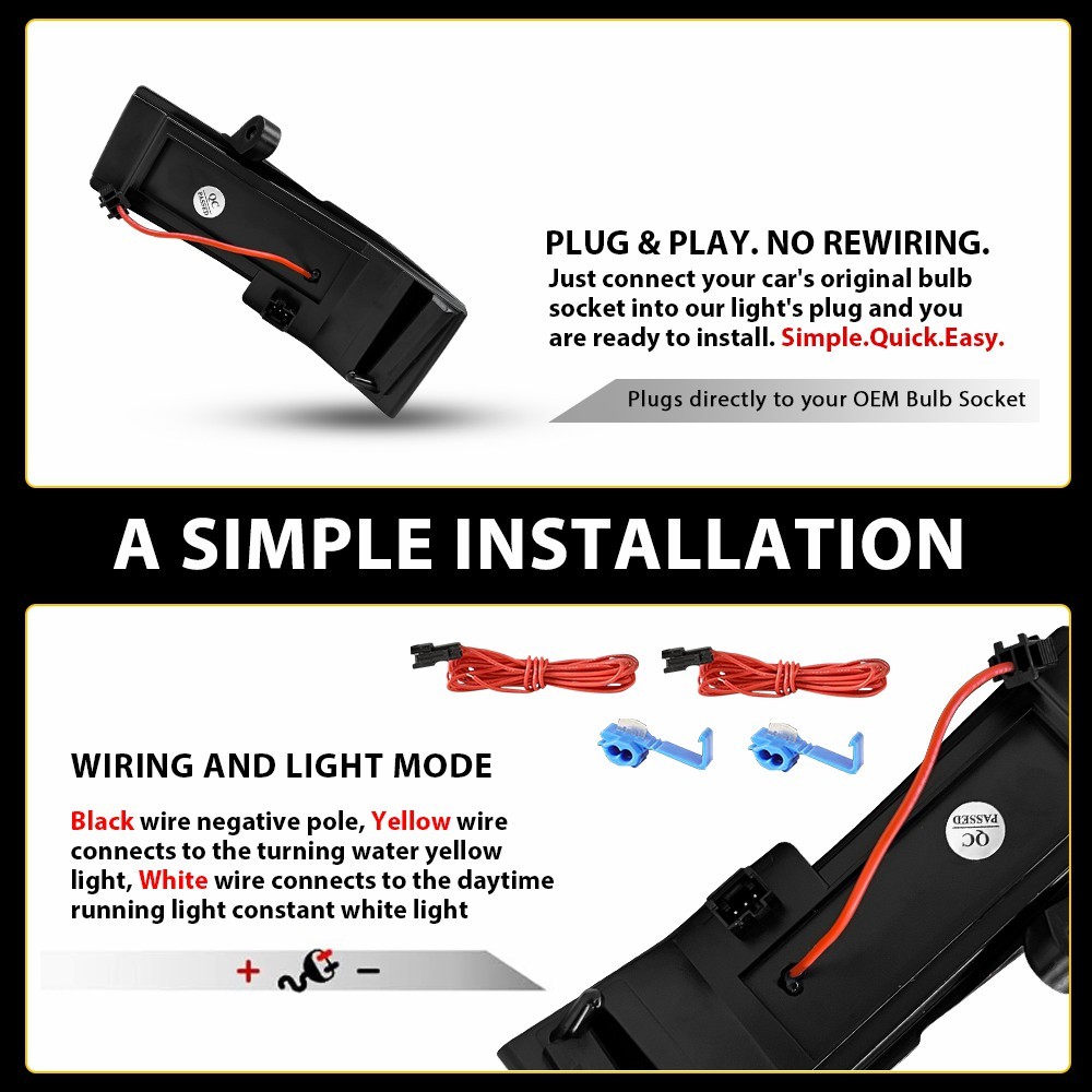 Switchback LED Side Mirror Light Dynamic Turn Signal Fit for 2015-2020 Ford F150