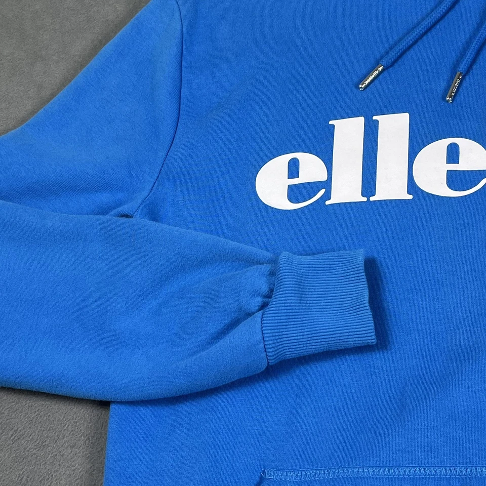 Ellesse толстовка с капюшоном женщин маленький синий пуловер логотип толстовка кенгуру карман флис - Изображение 4 из 4