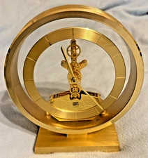 Gumps Skeleton Quartz Mantle Clock, Japan, Cuckoo Mfg Co, Gold, Works