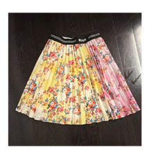 MSGM Girls Size 6 Floral Pleated Knee-Length Skirt Polyester Elastic Waist