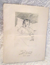 Antique Birth Announcement For Sydel Ferber 1928 Hand-drawn Sketch