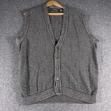 L. Etienne Vintage Birds Eye Knit Sweater Vest XL Cotton Made in USA Grandpa