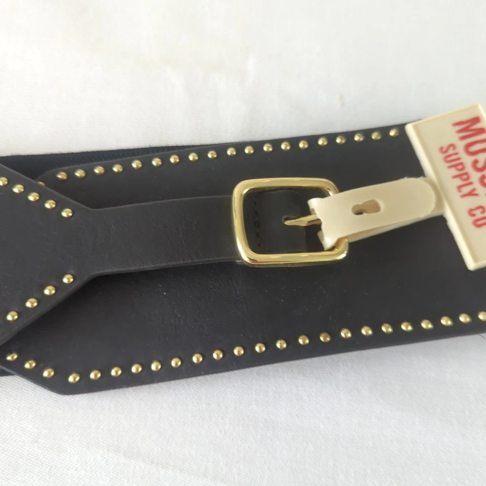 New With Tags Black Mossimo Supply Company Belt With Gold Studs Size Medium - Image 2 of 4