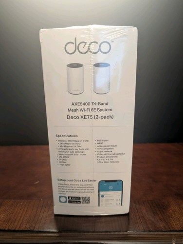 TP-LINK Deco XE75 AXE5400 Wi-Fi 6E Router Mesh System - White (2-Pack) - Afbeelding 4 van 6