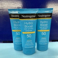3X Neutrogena Hydro Boost Water Gel Lotion Sunscreen SPF 50 3 Oz -Exp:02-26+