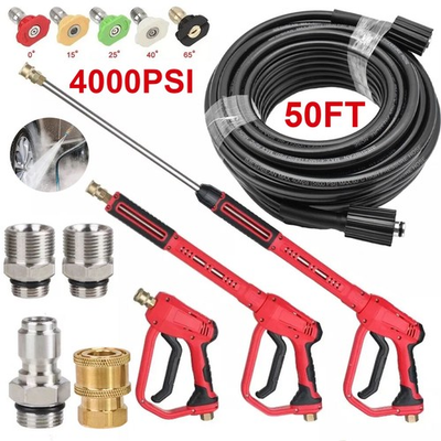 #ad High Pressure 4000PSI Car Power Washer Gun Spray Wand Lance Nozzle and Hose Kit $28.98