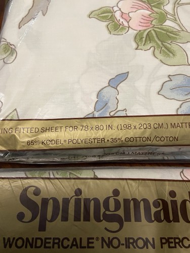 Salon Rose Spring Maid Wondercale King Size Sheets Flat, Fitted &Pillowcases New - Picture 3 of 8