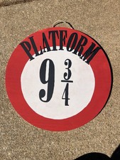 Harry Potter Platform 9 3/4 Hanging Hand painted Sign Decoration 15in Diameter