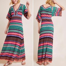 NWT Anthropologie AldoMartins Contrera Knit Maxi Dress XL V Neck Flutter Sleeve
