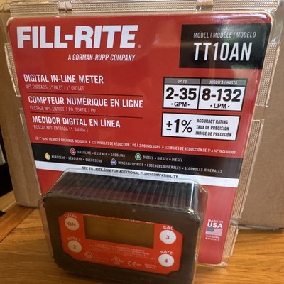 Fill-Rite TT10AN Digital In-Line Flow Meter, 1 in Port, 2-35 GPM (8-132 LPM)