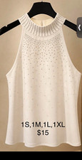 Women s White Sleeveless High Neck Solid Blou...
