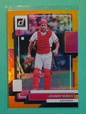2022 Panini Donruss, JOHNNY BENCH *Orange Holo* #195, Cincinnati Reds Baseball!