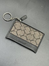 Longaberger Black Leather Credit Card/ID Bifold Holder Silver Key Chain