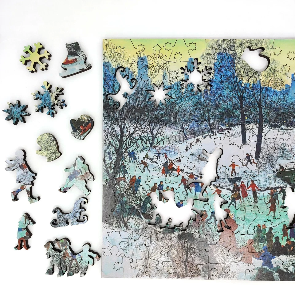 Wooden Jigsaw Puzzle for Adults by FoxSmartBox -180 Pcs -Skating in Central Park - Image 2 of 4