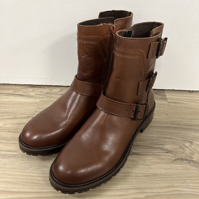 Bootlegger Made in Portugal Astra Buckled Moto Boots Leather EU39/US 8 NWOB