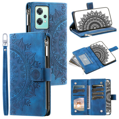 OnePlus Nord CE 2 Lite Case Datura Leather Zipper Card Slots Flip Wallet Pocket