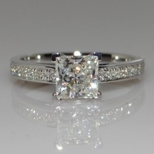 1.2Ct Princess Cut Simulated Diamond Ring Solitaire 14k White Gold Plated