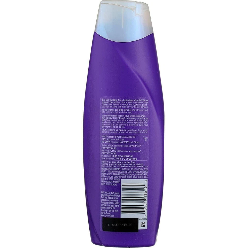Champú Aussie, Miracle Moist, 12,1 onzas, (paquete de 3) Foto 2 de 3