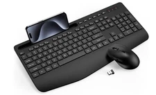 Wireless Keyboard and Mouse Combo - Full-Sized Ergonomic Keyboard with Wrist ...