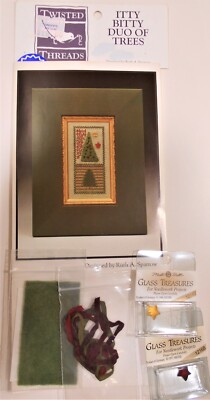 Twisted Threads Kit ITTY BITTY DUO OF TREES Christmas Sampler w/ Glass Treasures
