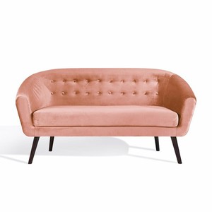 Light Pink Velvet 2 Seater Sofa Settee 