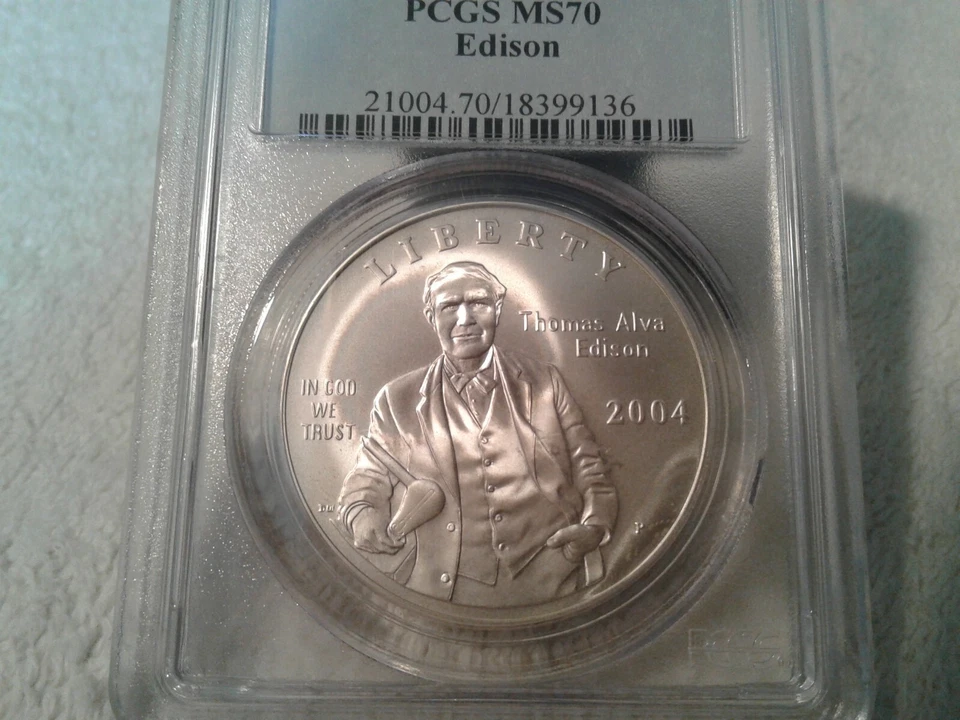 2004 P PCGS MS70 EDISON $1 SILVER COMMEMORATIVE - Image 2 of 4
