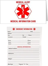 Medical Condition and Emergency Contact Folding Wallet ID Card, 5 Pack