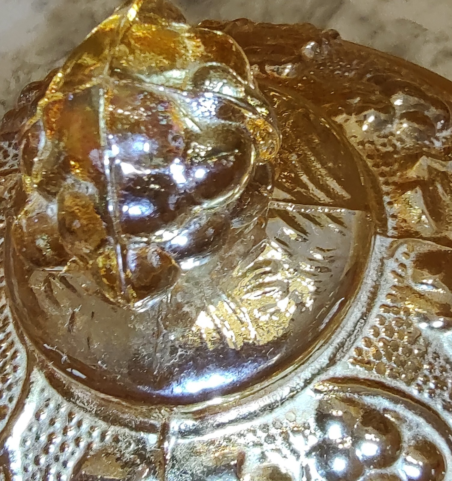 Jeannette Candy Dish With Lid Grape Vine Orange Marigold Stippled 1950s - 60s