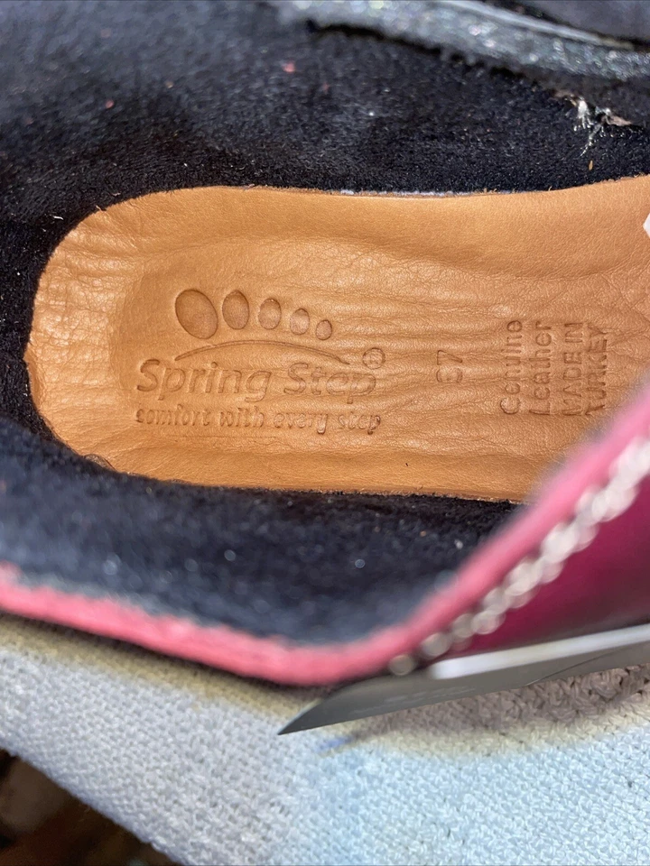 Spring Step Comfort Wedge Womens Size 37 U.S. 6 M Burgundy Leather Going Out - Image 2 of 4